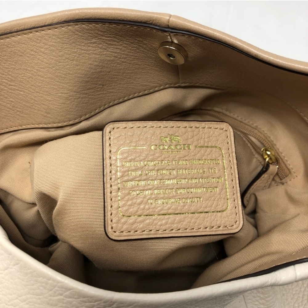 Coach Leather Phoebe Beige and White Hobo Bag - Picture 11 of 16